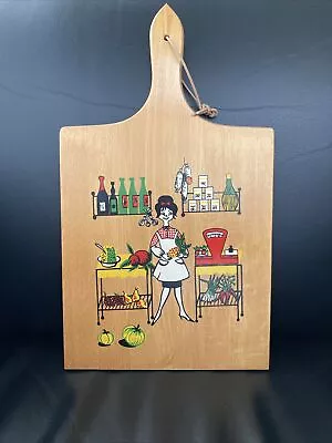 Wood Cutting Board Cheese Charcuterie MCM Vintage Cook Bake Kitschy 15.5” • $24.99