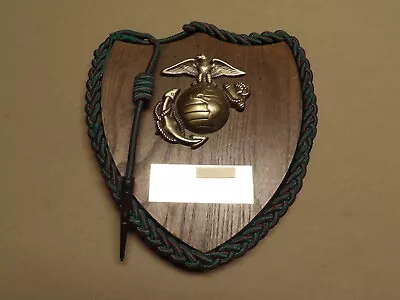 Vietnam Era USMC US Marine Corps Brass & Wood Wall Plaque Date 3/74 - 2/76 • $38.88