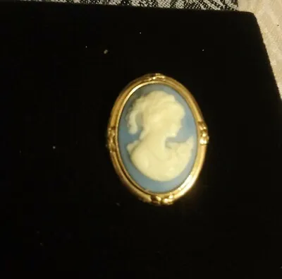 Lovely Blue  Cameo Brooch With Gold Tone Setting.      J8CHD* • £8.10