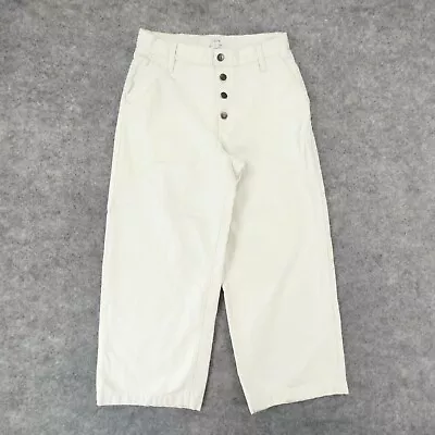 J Crew Pants Womens 27 Capri Flat Front High Rise White Button Fly Straight • $13.73