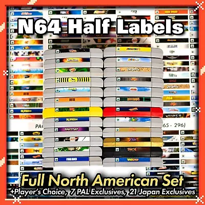 N64 Half Width End Labels - Entire US Library + Variants & Other Extras  • $24.97