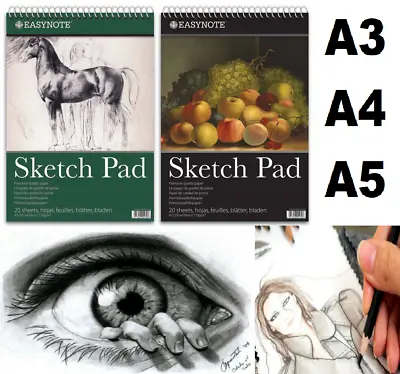 £6.99 • Buy A3 A4 Sketch Pad Book White Paper Artist Sketching Drawing Doodling Art Craft UK