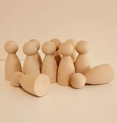 £19.99 • Buy 8cm Plain Blank BULK WHOLESALE Height 8cm Wooden Peg People Dolls Solid Wood UK