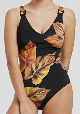 $180 Jets Women's Black Palmas Floral One-piece D-DD Swimsuit Size AUS16/USA12 • $57.98