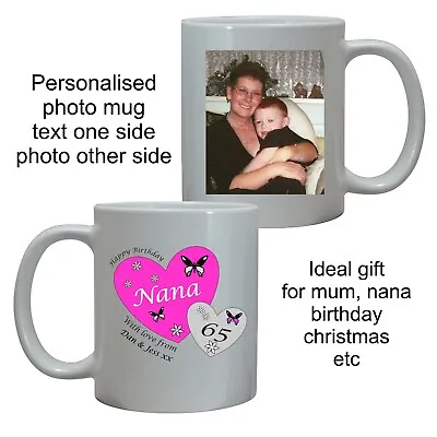 PERSONALISED BIRTHDAY PHOTO GIFT MUG CUP FOR DAUGHTER MUM SISTER 40th 65th 80th • £10.95