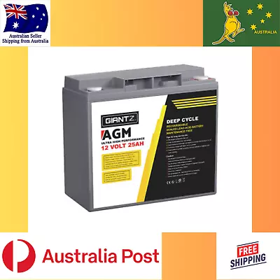 Giantz AGM Deep Cycle Battery 12V 25Ah Box Portable Solar Caravan Camping 4X4 • $79.99