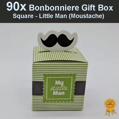 90x Bonbonniere Bomboniere Candy Gift Boxes - Little Man Moustache (53x53x53mm) • $24.62