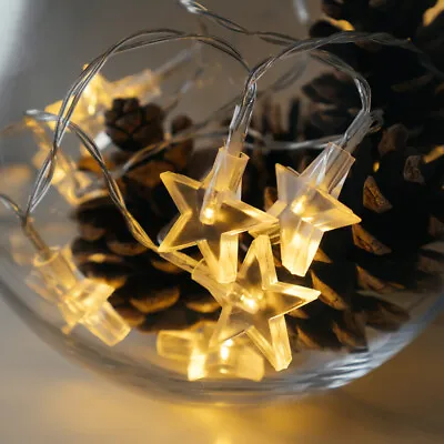 Star Fairy String Lights – 10 LED Indoor Battery Powered Hanging Lamp Warm White • £3.99