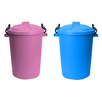 2 X 50L Bin With Clip Lock Lid Sky Blue & Pink Waste Storage Garden Dustbin UK • £23.99
