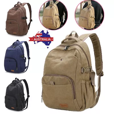 Men Women Vintage Canvas Backpack Schoolbag Laptop Travel LargeCapacity Backpack • $33.99