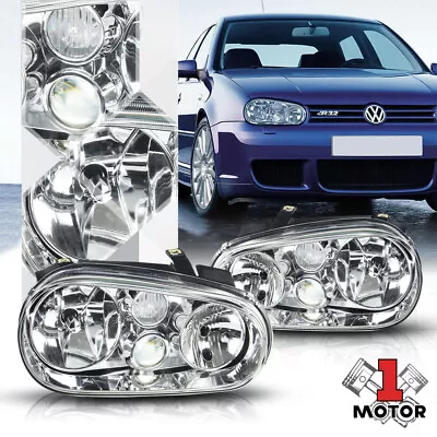 Chrome Housing Clear Lens Headlight Projector Fog Lamp For 99-06 VW Golf MK4 IV • $92.02