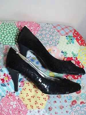 Gracio Black Sequin Classic Court Shoes. Disco Club • $25