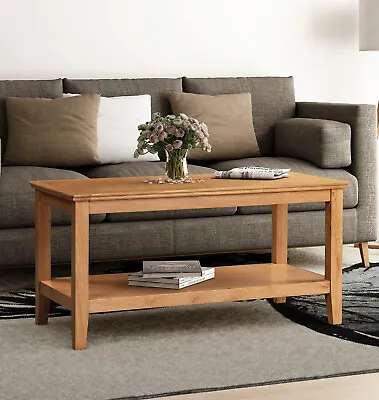 Large Oak Coffee Table | Solid Wood Rectangular TV Stand | Lounge Storage • £129.99