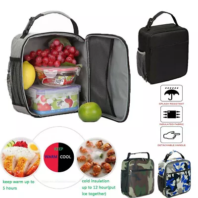 Thermal Insulated Lunch Bag Cool Bag Picnic Adult Kids Food Storage Lunch Box UK • £8.78