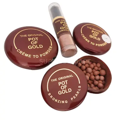 Pot Of Gold Bronzing Pearls Creme To Powder Loose Poweder With Brush Origional • £5.99