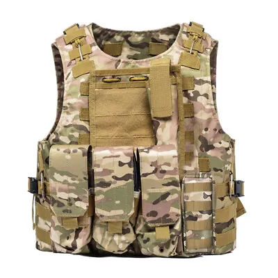 Tactical Vest MOLLE Airsoft Paintball Hunting Wargame Plate Carrier Combat Vest • $35.99