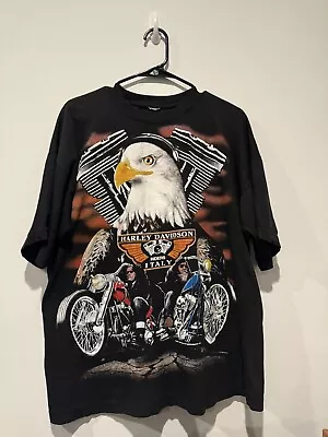 Vintage Harley Davidson T-Shirt AOP Eagle 90s Size Large • $55