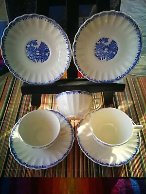 Antique Blue Willow (3) Tea Cups &  (7) Matching Saucers • $22.22