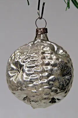 Vintage Blown Glass Embossed FLOWERS Bumpy BALL Christmas Ornament Germany • $22