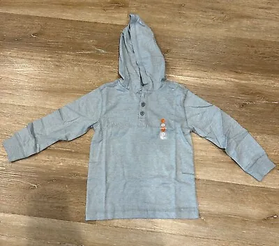 Gymboree Boys Sweatshirt Size 5 Gray Pullover Hoodie Hooded Button Neck • $16.99