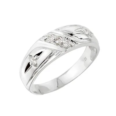 Men's Solid White Gold 5 Diamond 0.10 Ct Wedding Band • $395.99