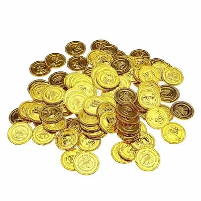 100PCS Plastic Gold Coins Pirate Treasure Chest Play Money Birthday Party Favors • $22.99