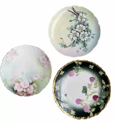 Tressemann & Vogt T&V Limoges France Depose Plate Hand Painted Haviland Set Of 3 • $43.40