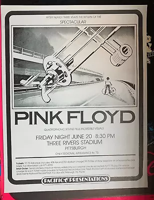 $499.95 • Buy Pink Floyd June 20, 1975 Pittsburgh Stadium Wish You Were Here Concert Poster