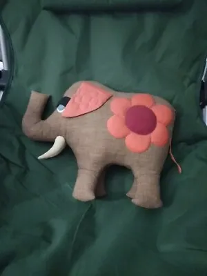 MCM Fabric Stuffed Mammoth Elephant Floral Pillow Figural Stuffed Animal Vtg Mod • $21.99
