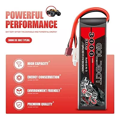 GOLDBAT 11.1V LiPo Battery 3S 3000mAh 30C RC Battery With T Deans Connector For  • £30.59