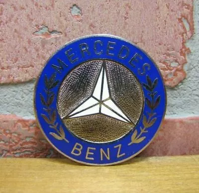 MERCEDES BENZ Vintage Pin Pinback Automotive Advertising Blue Silver White • $25
