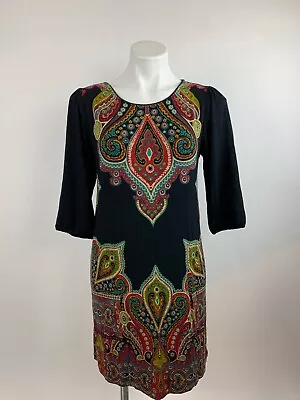 Cha Cha Vente Placed Moroccan Paisley Stretch Dress Medium Excellent • $25.16