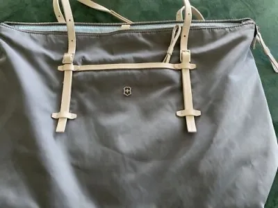 Victorinox Nylon & Leather Tote Bag Gray  Lined Top Handle Shoulder Bag  • $35