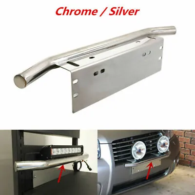 23'' Chrome Bull Bar Front Bumper Working Lights License Plate Holder Braket • $113.55