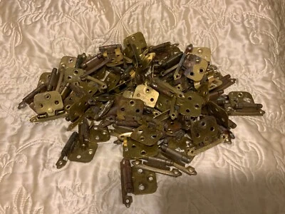 $34.99 • Buy Vintage Lot Of 68 Antique Aged Brass Finish Cupboard Offset Hinges For Cabinets