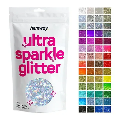£4.95 • Buy Hemway SUPER CHUNKY Ultra Sparkle Glitter Flake Decorative Craft Flake 1/8  3MM