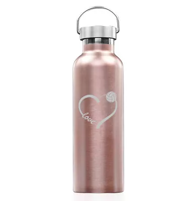 Rose Gold Double Wall Stainless Steel Tumbler Travel Mug Love Heart Volleyball • $26.99
