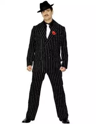 20s 1920s Gangster Zoot Suit Mens Fancy Dress Costume L 42-44  Black By Smiffys • £34.99