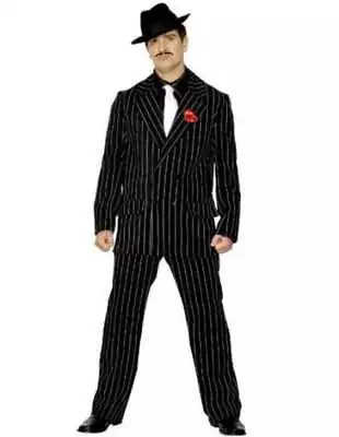 20s 1920s Gangster Zoot Suit Mens Fancy Dress Costume M 38-40  Black By Smiffys • £34.99