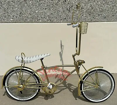 20  Vintage Lowrider Gold Bike W/144 Spoke Hight End Chrome Rims & Lowrider Tire • $1449.79