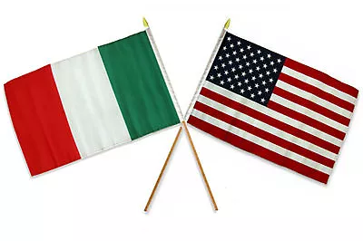12x18 12 X18  Wholesale Combo USA American & Italy Italian Stick Flag • $14.44
