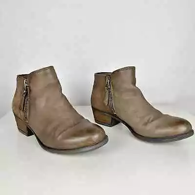 Miz Mooz Taupe Brown Zip Low Heel Ankle Booties Size 37 / 7 • $49.99