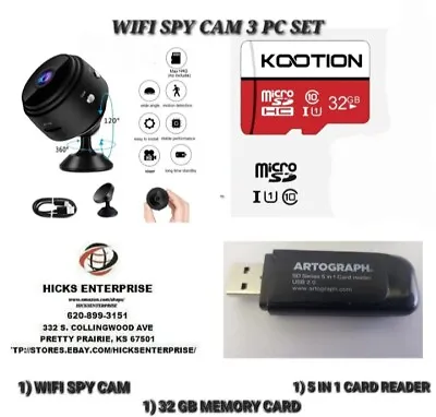 Mini Wifi Camera 32 Gb Memory Card 5 In 1 Card Reader 3 Pc Combo Set • $34.99