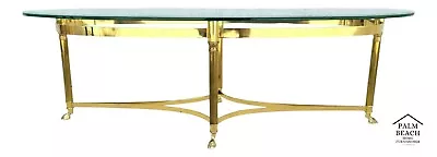 Vintage LaBarge Hollywood Regency Brass Hoof Footed Cocktail Coffee Table Italy • $895