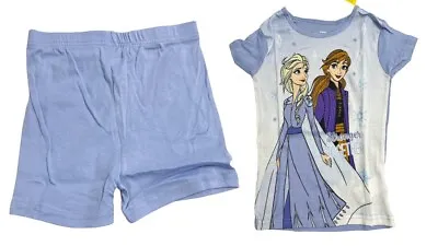 Disney Frozen Anna & Elsa Girls Short Sleeve Top Shorts Cotton Pajama Set Size 8 • $8.88