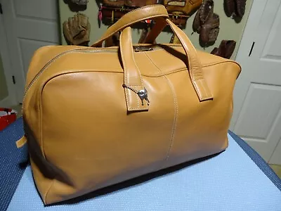 Vtg Banana Republic Saddle Tan Leather Duffle Travel Overnighter *LOCKING* $348r • $99.50