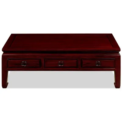 US Seller - Dark Cherry Finish Elmwood Rectangular Chinese Ming Coffee Table • $1988