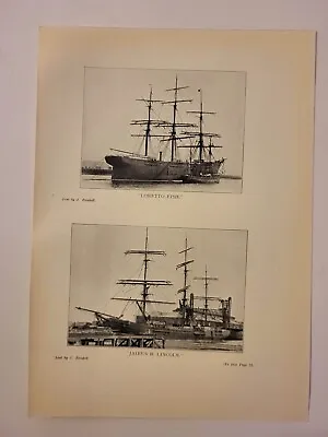 Vintage Antique Deep Water Sailing Ship Print - Loretto Fish Jairus B Lincoln • £10