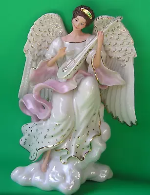 LENOX HEAVEN'S MILLENNIUM MELODY ANGEL Mandolin Sculpture - NEW In BOX With COA • £173.68