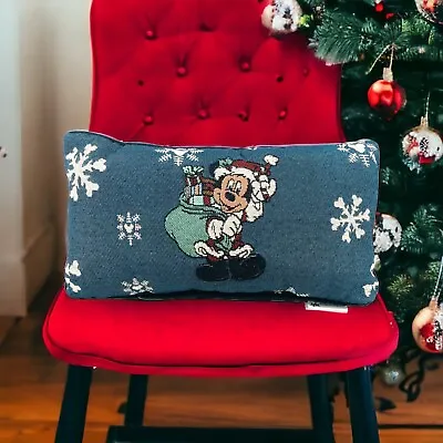 Disney Mickey Mouse Tapestry Pillow 16x8  Twas Night Before Christmas Snowflakes • $13.82